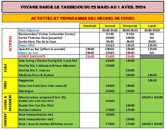 Programme heures de cours voyage danse 2024 v2
